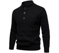 Suéter de punto a rayas genérico para hombre con cuello alto de punto fino, mezcla de algodón, camiseta de manga larga, diseño de rayas vintage suéteres térmicos para hombres Top Básico, Negro , XXL
