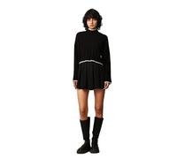 Suéter de Punto Acanalado para Mujer, Mangas largas, Ajuste Regular, Hombros caídos., Color:Negro, Talla:XS
