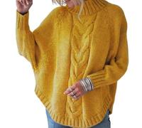 Suéter de punto acogedor para mujer, cuello alto falso, suelto, suéter de invierno de manga larga, S, cuello alto, cable S, cálido, casual, ajuste holgado, cuello alto, cuello alto, acanalado, diseño