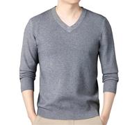 Suéter de punto cálido de cachemira con cuello en V para hombre, para otoño e invierno, color liso, 1010, L