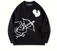 Suéter de punto casual de moda para hombre, diseño , estilo juvenil y , larga, cuello , de punto versátil para otoño e invierno, uso diario y looks streetwear