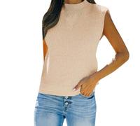 Suéter de Punto con Cuello simulado para Mujer, sin Mangas, Informal, Acanalado, sin Mangas Camisetas Beisbol Mujer