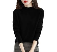 Suéter De Punto De Cachemira De Lana Merino para Mujer Jersey De Manga Larga con Cuello Alto Black XL