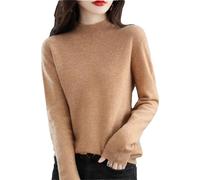 Suéter De Punto De Cachemira De Lana Merino para Mujer Jersey De Manga Larga con Cuello Alto Brown XXL