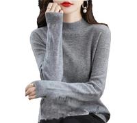 Suéter De Punto De Cachemira De Lana Merino para Mujer Jersey De Manga Larga con Cuello Alto gray9 XXL