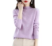 Suéter De Punto De Cachemira De Lana Merino para Mujer Jersey De Manga Larga con Cuello Alto Light Purple XL
