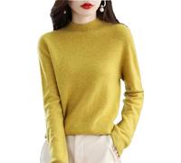 Suéter De Punto De Cachemira De Lana Merino para Mujer Jersey De Manga Larga con Cuello Alto Yellow XL