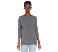 Suéter de Punto Delgado de Manga 3/4 Cuello Redondo elástico para Mujer ONLGLAMOUR, Color:Gris Oscuro, Talla:L
