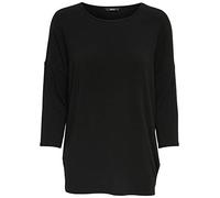 Suéter de Punto Delgado de Manga 3/4 Cuello Redondo elástico para Mujer ONLGLAMOUR, Color:Negro, Talla:L