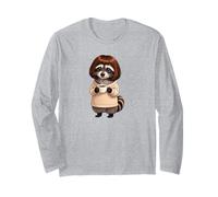 Suéter de Punto Divertido con Corte de Pelo Bob y Taza de café Manga Larga