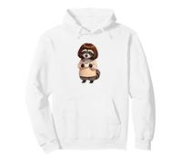 Suéter de Punto Divertido con Corte de Pelo Bob y Taza de café Sudadera con Capucha