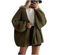 Suéter de punto grueso de gran tamaño para mujer, con frente abierto, manga farol, suave, holgado, moderno, ligero y cómodo, verde, S