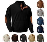 Suéter de punto grueso para hombre, suéter Henley para hombre, sudadera de pana, suéter casual con botones, cuello en V, sudaderas con cuello alto falso, camiseta ligera de manga larga, -, XXX-Large