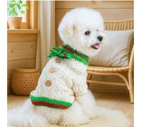 Suéter de punto hueco cálido para perros y gatos, para otoño e invierno, suéter de punto hueco al por mayor (suéter de punto hueco, rojo y verde, mediano)