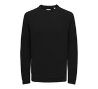 Suéter de Punto para Hombre ONLY&SONS Cuello Redondo Manga Larga Corte Regular Suave cómodo., Color:Negro-2, Talla Sudadera:M