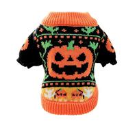 Suéter de punto para mascotas con patrón de calabaza, para perros pequeños, gatos, disfraz de 2 patas para fiesta de Halloween, clima frío, fiesta de Halloween, traje de mascota