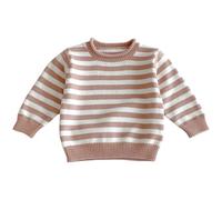 Suéter de Punto para niñas, Top a Rayas, Cuello Redondo, Manga Larga, Informal, cómodo, Suave y cálido, para niños pequeños, Camisa para Uso Diario para niños y niñas de 9 Meses a 8 años