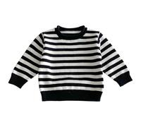 Suéter de Punto para niñas, Top a Rayas, Cuello Redondo, Manga Larga, Informal, cómodo, Suave y cálido, para niños pequeños, Camisa para Uso Diario para niños y niñas de 9 Meses a 8 años