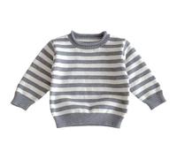 Suéter de Punto para niñas, Top a Rayas, Cuello Redondo, Manga Larga, Informal, cómodo, Suave y cálido, para niños pequeños, Camisa para Uso Diario para niños y niñas de 9 Meses a 8 años