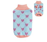 Suéter de punto para perro, ropa cálida para mascotas, suéter de punto para cachorros, abrigo de invierno, suéter de cuello alto, ropa de corazón para gatos y perros pequeños