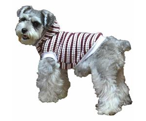 Suéter de punto para perros "Gala" con capucha, rojo-blanco