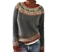 Suéter de punto retro para mujer, casual, colorido, con estampado de Fair Isle 2024, a la moda, para otoño e invierno, de gran tamaño, ligero, Retro*14, M