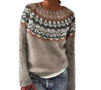 Suéter de punto retro para mujer, casual, colorido, con estampado de Fair Isle 2024, a la moda, para otoño e invierno, de gran tamaño, ligero, Retro*18, S