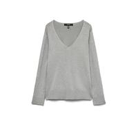 Suéter de Punto Suelto V-Cuello Mangas largas puños Acanalados, Color:Gris-3, Talla:XS