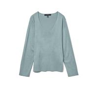 Suéter de Punto Suelto V-Cuello Mangas largas puños Acanalados, Color:Gris, Talla:S