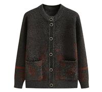 Suéter De Punto Tipo Cárdigan para Mujer De Mediana Edad, De Moda, con Cuello Redondo y Manga Larga, para Otoño E Invierno, con Un Solo Pecho y Bolsillo, Color Verde Militar, Talla S