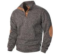 Suéter de vestir genérico para hombre Fall and Winter Men's Fashion Casual Long Sleeve Standing Collar Sudadera Top Jersey Negro Y Amarillo, café, L