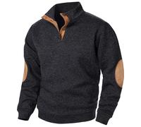 Suéter de vestir genérico para hombre Fall and Winter Men's Fashion Casual Long Sleeve Standing Collar Sudadera Top Jersey Negro Y Amarillo, Le Noir, XXL