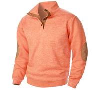 Suéter de vestir genérico para hombre Fall and Winter Men's Fashion Casual Long Sleeve Standing Collar Sudadera Top Jersey Negro Y Amarillo, naranja, XL