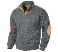 Suéter de vestir genérico para hombre Fall and Winter Men's Fashion Casual Long Sleeve Standing Collar Sudadera Top Jersey Negro Y Amarillo, gris oscuro, S