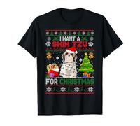 Suéter divertido con texto "I Want A Shih Tzu For Christmas" para Navidad Camiseta