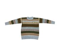 Suéter escandinavo rayas retro otoño invierno suéter vintage cuello redondo suéter blusa de punto top estilo unisex Invierno Ventas, café, XL
