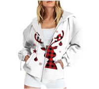 Suéter estampado para mujer, sudadera con capucha para mujer, sudadera de manga larga con capucha para invierno y otoño 2025, E-277 White Christmas, XL