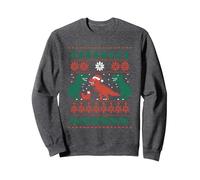 Suéter Feo de Dinosaurio navideño - Papá Noel Retro T-Rex Sudadera, Unisex para Adultos, Jaspeado Oscuro, S