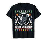 Suéter Feo de los Lobos de la Feliz Navidad de Punto de Navidad Camiseta