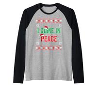 Suéter Feo de Navidad a Juego con Texto en inglés I Come In Peace I'm Peace Camiseta Manga Raglan