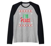 Suéter Feo de Navidad a Juego con Texto en inglés I Come In Peace I'm Peace Camiseta Manga Raglan