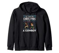 Suéter Feo de Navidad All I Want For Christmas Is A Horse Cowboy Sudadera con Capucha