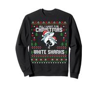 Suéter Feo de Navidad All I Want For Christmas Is White Sharks Sudadera