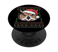 Suéter Feo de Navidad con diseño de búho cornudo PopSockets PopGrip Adhesivo