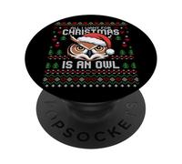 Suéter Feo de Navidad con diseño de búho cornudo PopSockets PopGrip Adhesivo