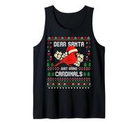 Suéter Feo de Navidad con diseño de pájaro Cardenal Rojo Dear Santa Camiseta sin Mangas