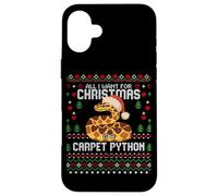 Suéter Feo de Navidad con Texto en inglés All I Want Carpet Python Carcasa para iPhone 16 Plus