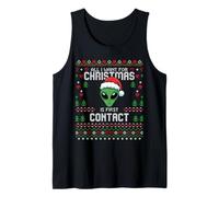 Suéter Feo de Navidad de First Contact Alien UFO Camiseta sin Mangas