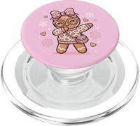 Suéter Feo de Navidad de Leopardo Rosa con Pan de Jengibre Femenino PopSockets PopGrip para MagSafe