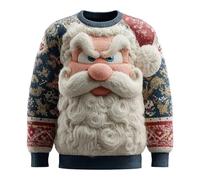 Suéter feo de Navidad para hombre, camisa de Navidad del Reino Unido, camisetas novedosas de cuello redondo, casual, cómodo, para golf, sudadera divertida con estampado de Papá Noel, 02-blanco, 3XL